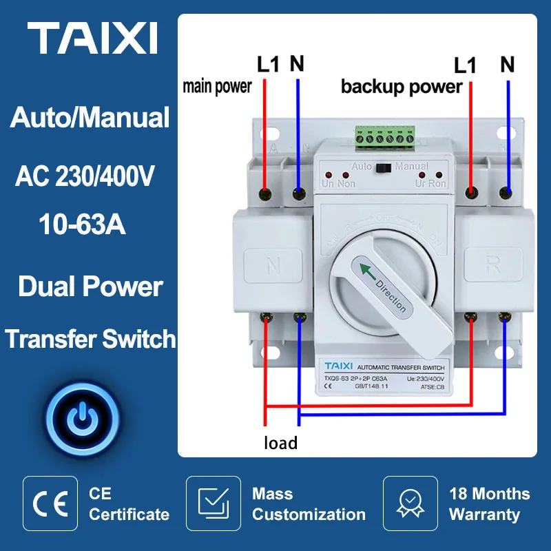 ats interruptor de transferência automática de energia duplo interruptor mcb 2p mais 2p 3p mais 3p 4p mais 4p automático manual interruptor de  mcb 63a 40a 20a32a Disjuntores