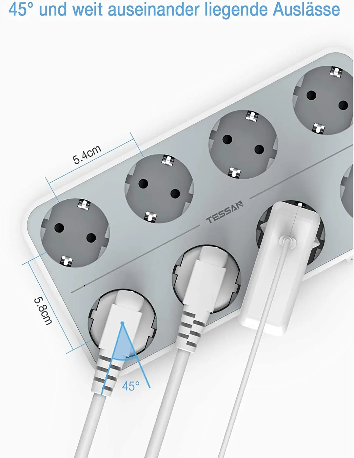 TESSAN 4/6 Outlets Power Strip Plug 2M/6.5Ft Extension Cable Socket with USB Ports for Charging Phone On/Off Switch Protect | Электроника