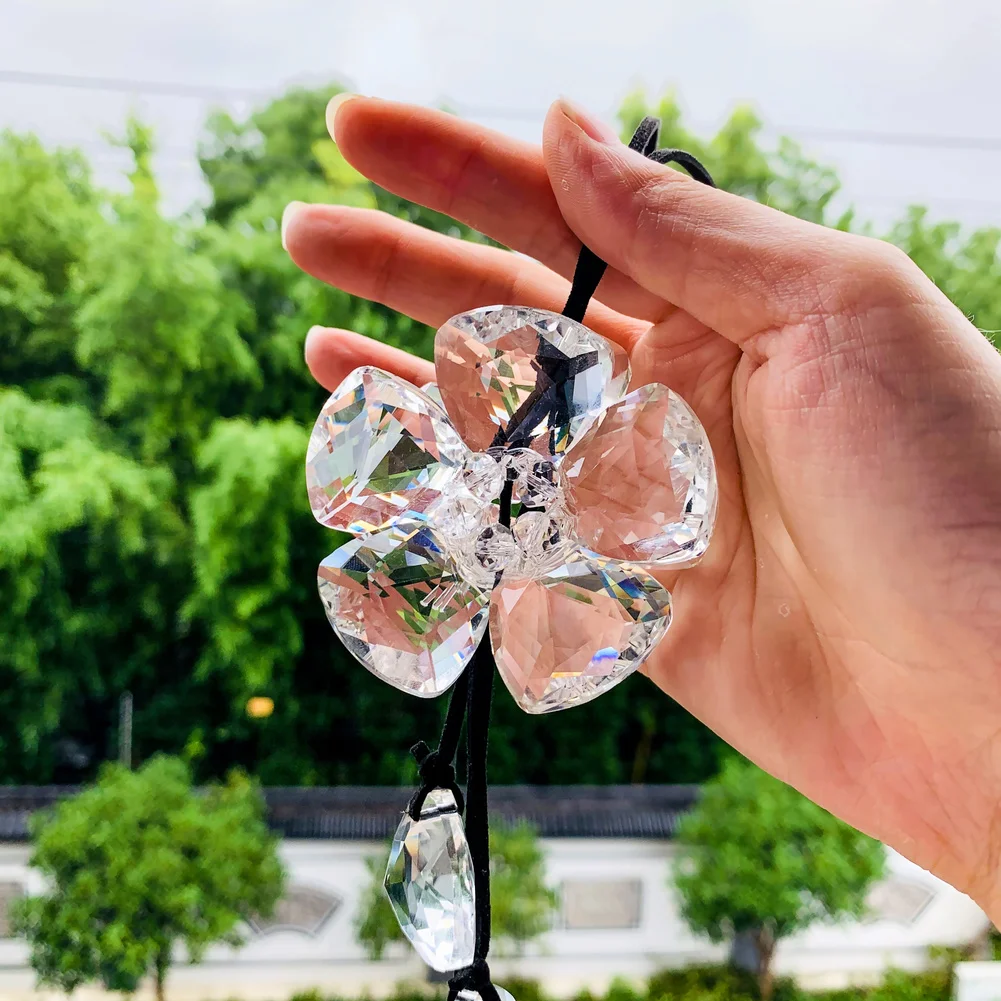 3D цветок кристалл автомобиль кулон счастливое висячие орнамент стеклянные