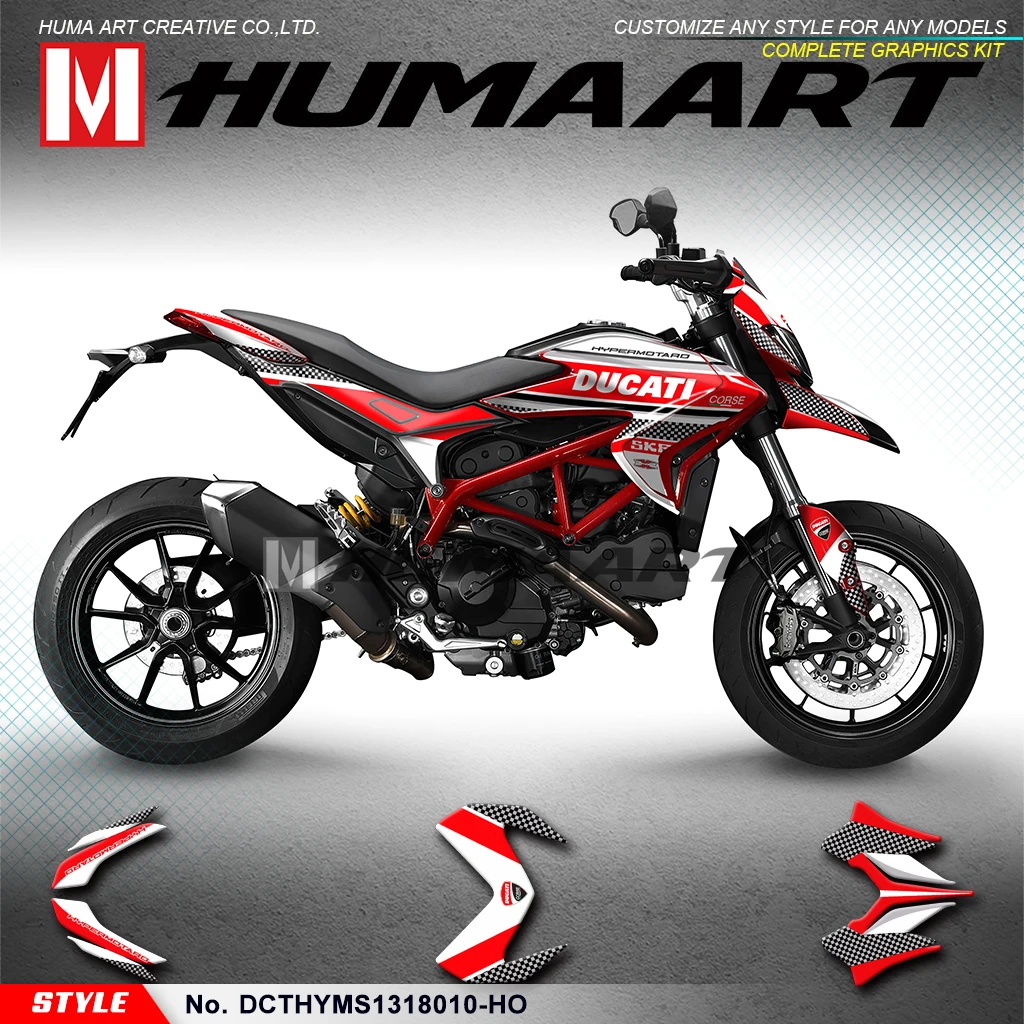

HUMAART Motorcycle Stickers Vinyl Decals for for DUCATI Hypermotard Hyperstrada 821 939 2013 2014 2015 2016 2017 2018, Red