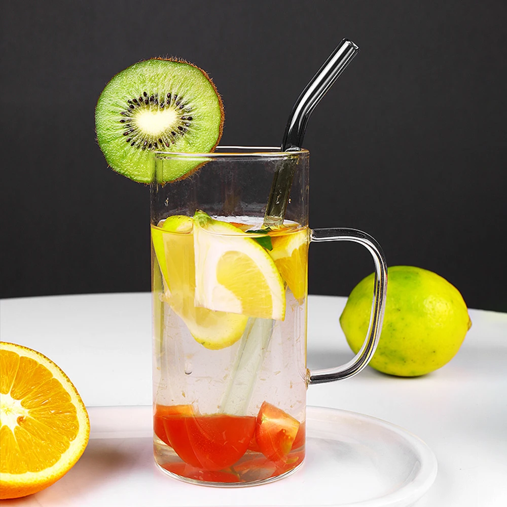 

Transparent Glass Reusable Straws Straight Bent Drinking Straw With Case Cleaning Brush Set Party Bar accessory 6pcs