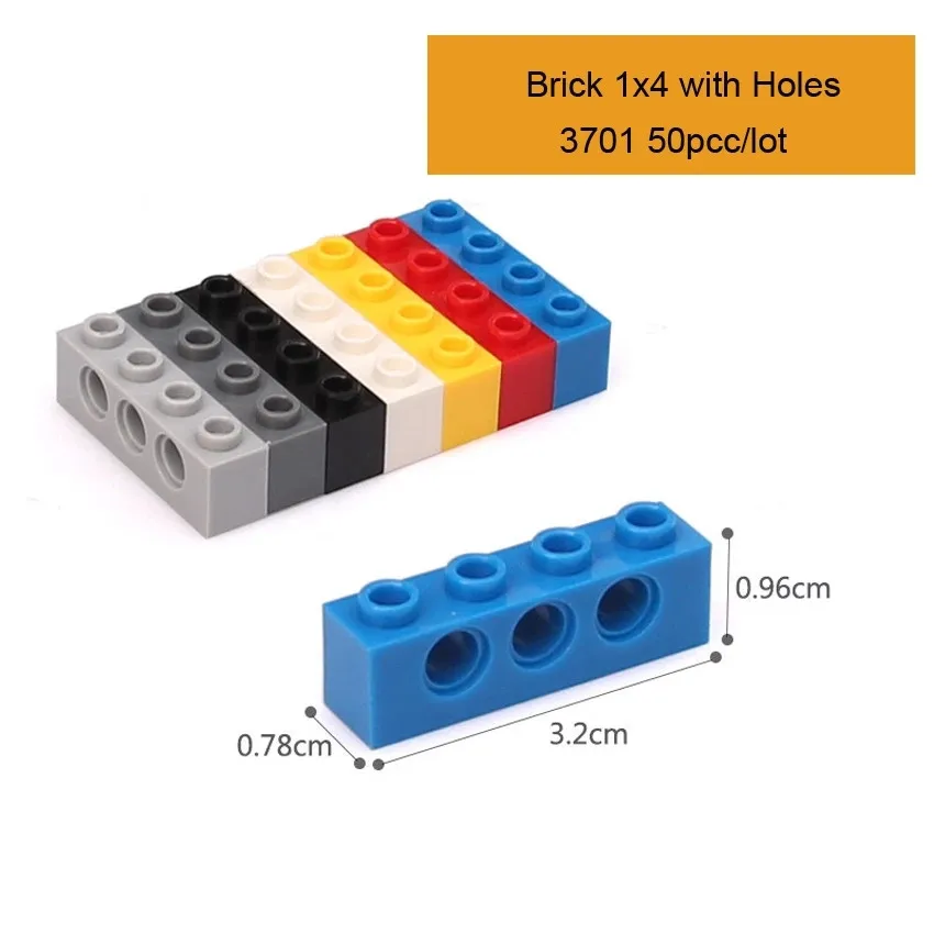 

Special Parts 3701Brick 1x4 with Holes MOC Parts Building Block Creative Toys Compatible All Brand 50 pcs/lot
