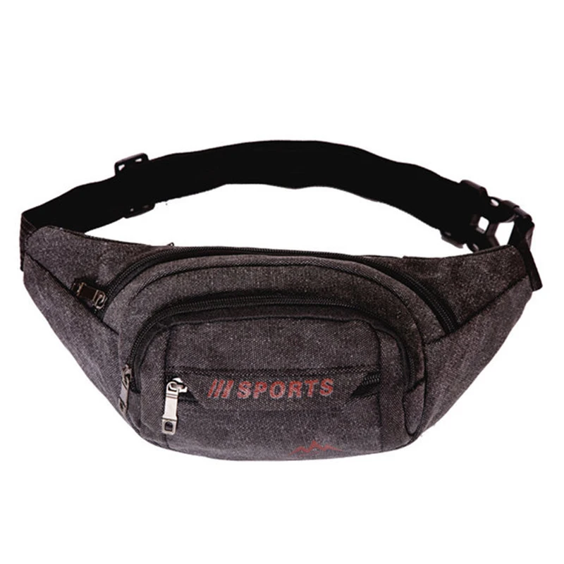 

Outdoor Men's Canvas Waist Bag Functional Money Phone Male Banana Pack Women's Fanny Pouch