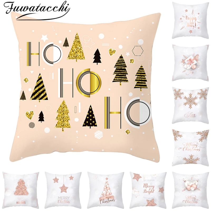 Рождественские наволочки Fuwatacchi с белым снегом новогодний подарок наволочка для