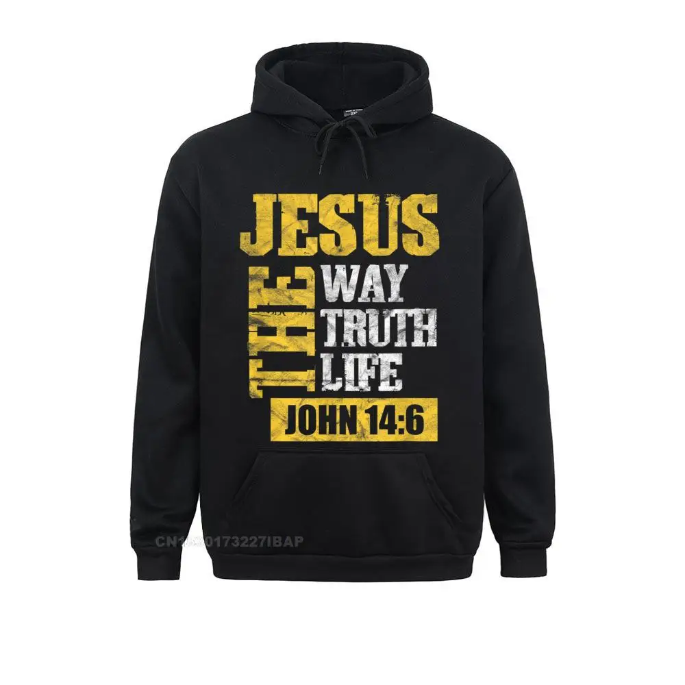 

Jesus The Way Truth Life John 14 6 Christian Bible Verse Hoodie Slim Fit Men's Sweatshirts Hoodies England Style Clothes