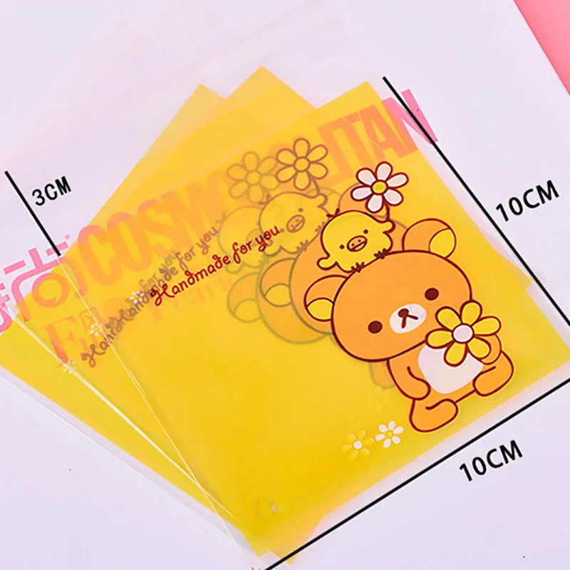 100 шт. подарочные пакеты с мультяшным медведем для конфет|Подарочные сумки и