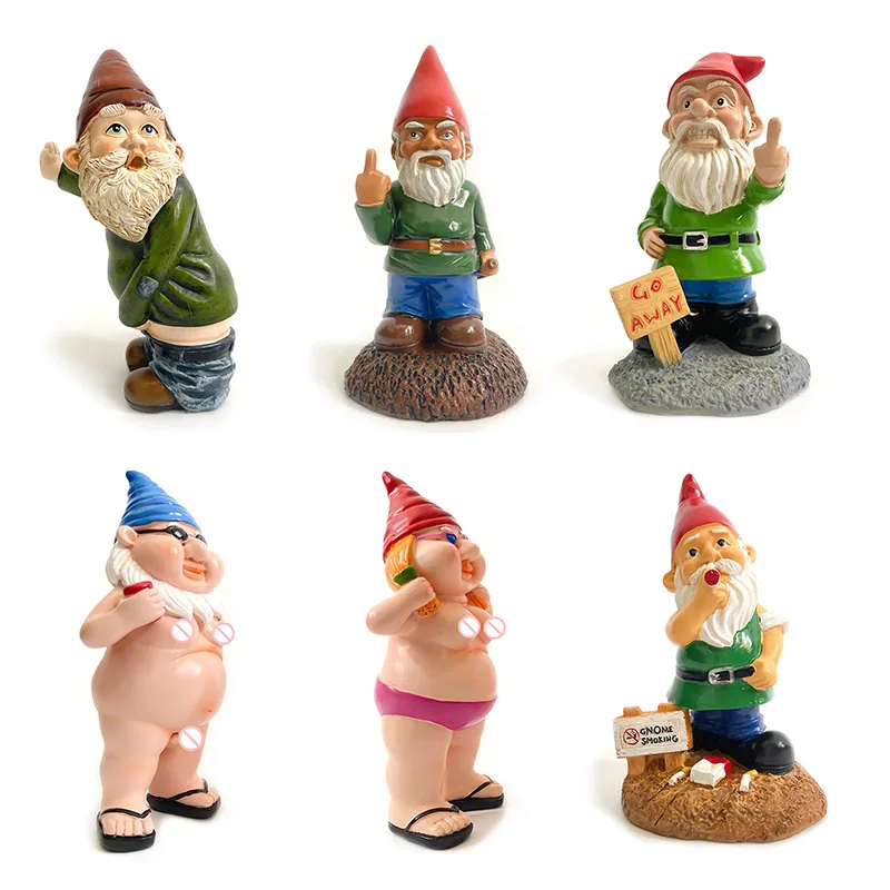 Полирезиновый озорной садовый гномик красный зеленый забавные мигающие гномы