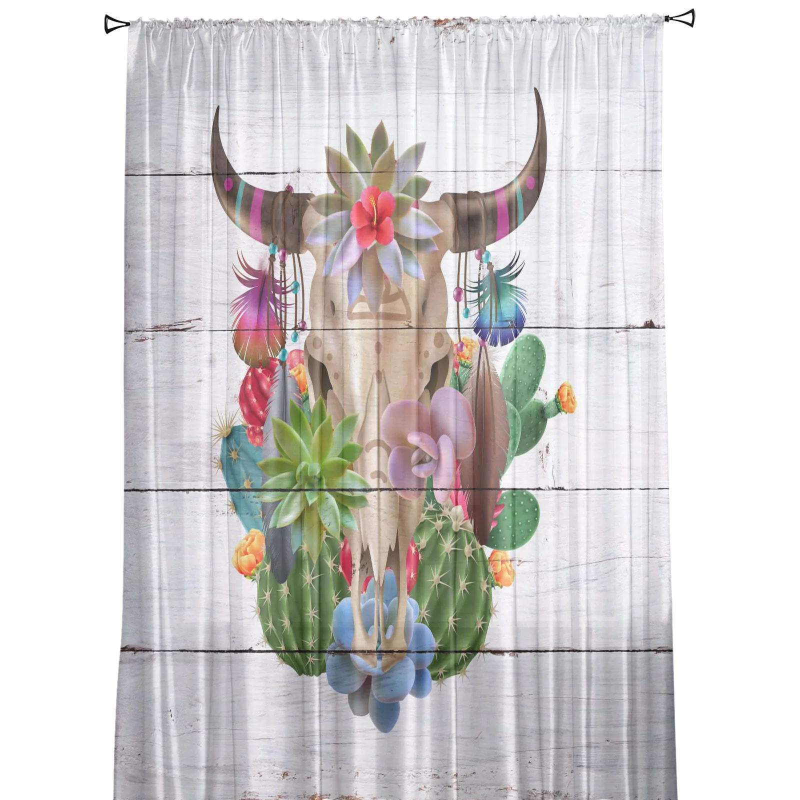 Кактус суккуленты череп дерево животные вуаль тюль прозрачные Занавески для