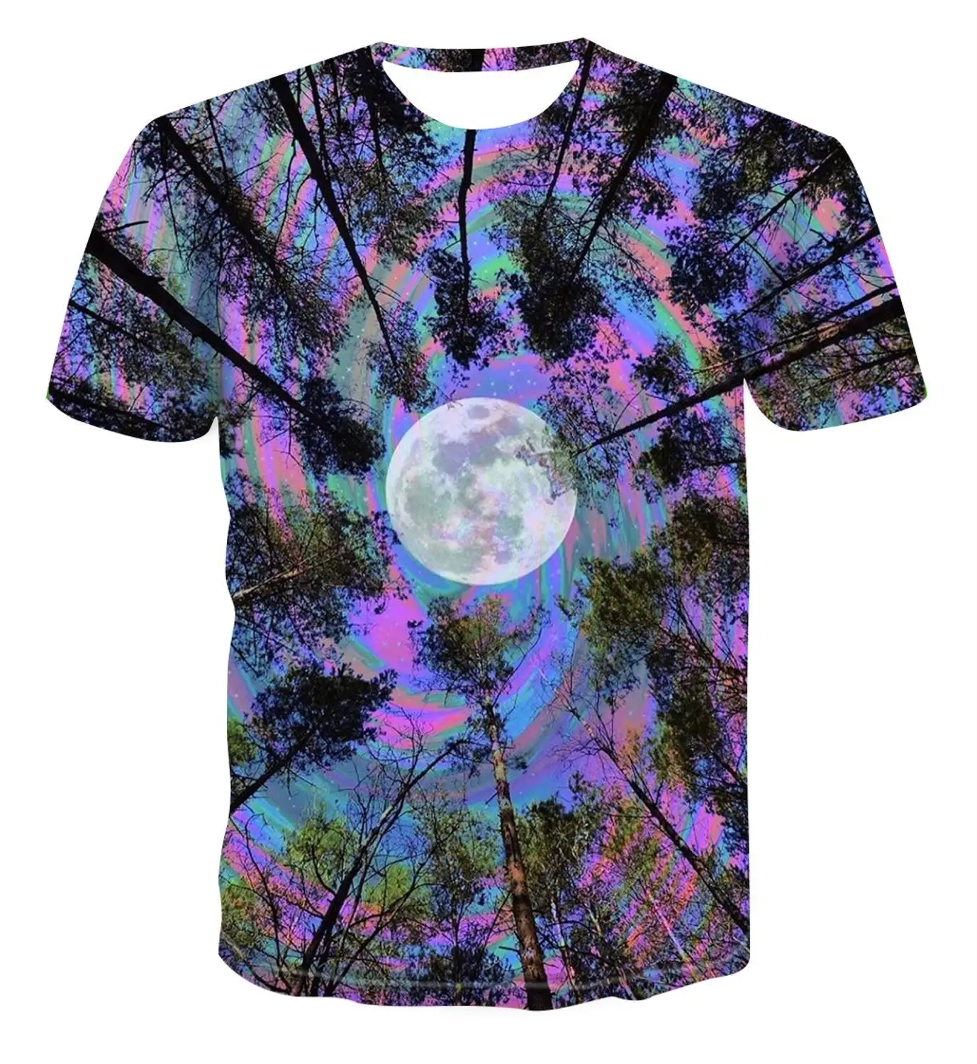 

New 3D Dynamic Picture Printing Geometric Pattern Color Summer T-shirt Breathable Top Psychedelic Vertigo T-shirt Trend Couple