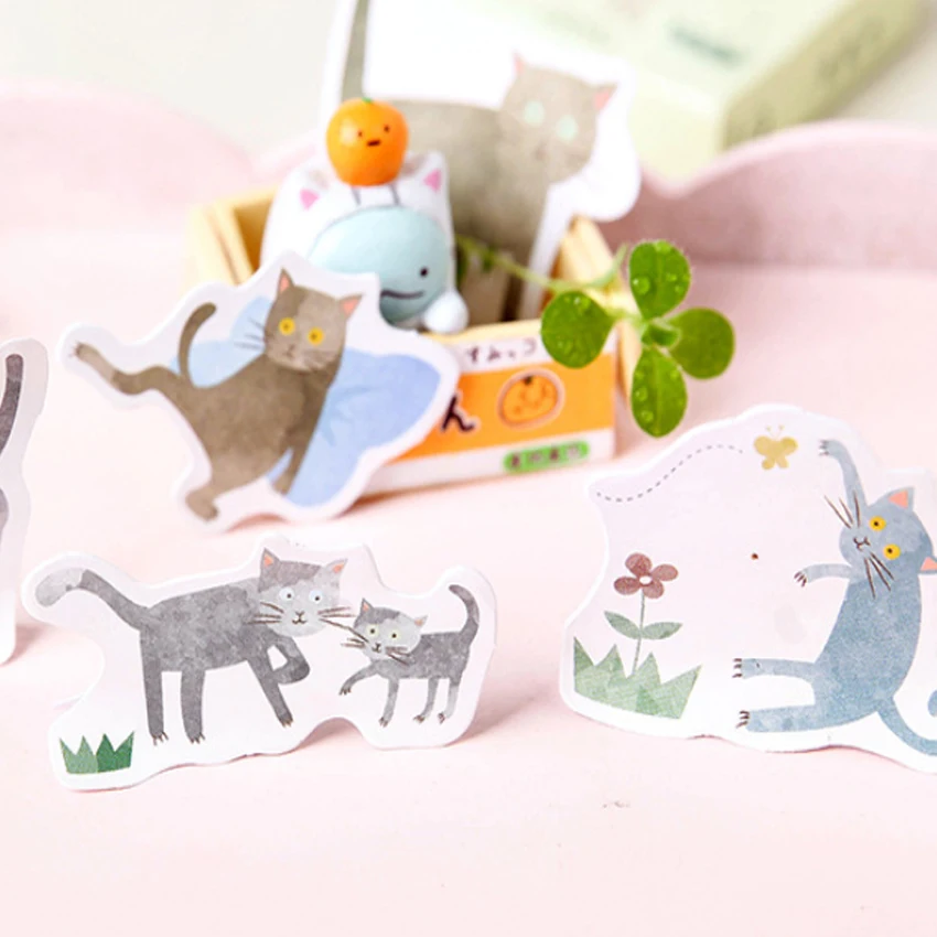 45 шт./упак. с милым рисунком кота серии небольшой бумажный стикер на клейкой