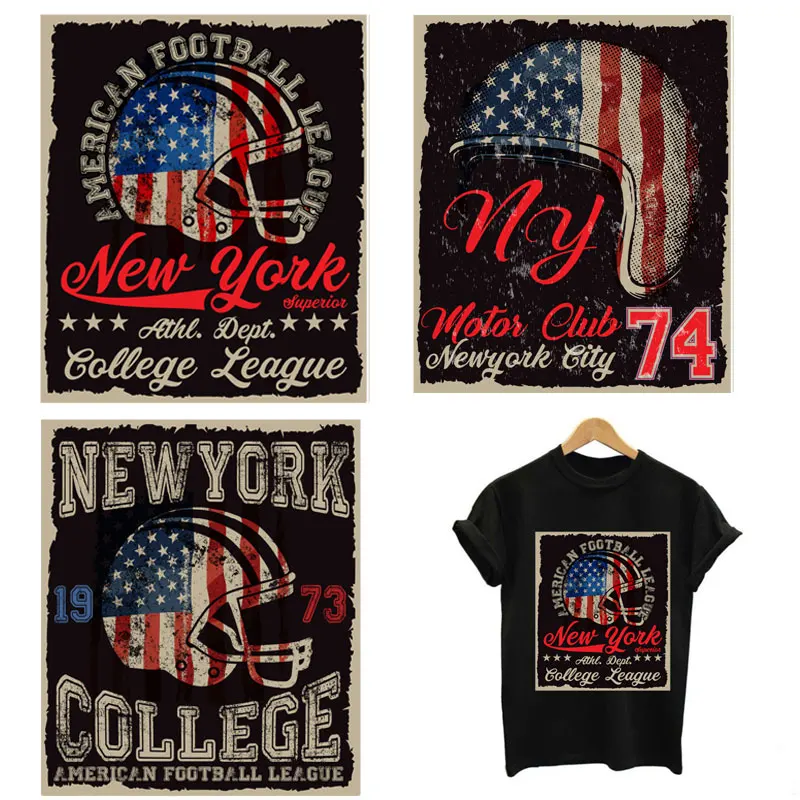 

New York Football League Thermo Stickers on Clothes Diy Iron on Transfer Patches Stripes Heat-sensitive Applique for Clothing T