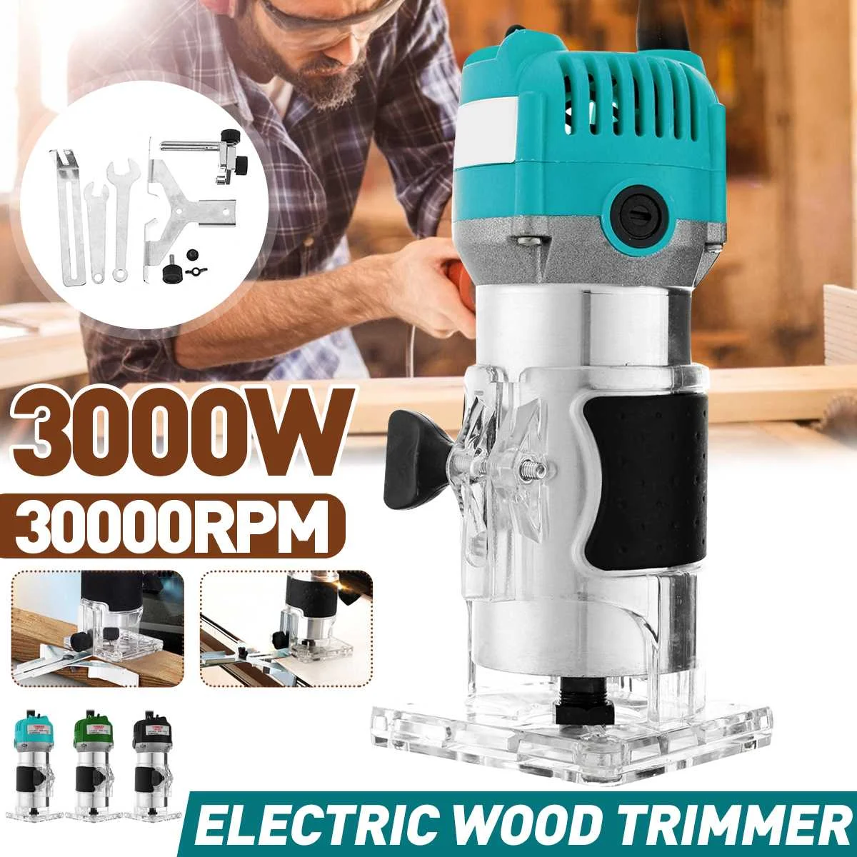 

Деревянный Электрический ламинатор, 6,35 мм, 3000 Вт, ручной триммер для деревообработки, Столярный гравировальный станок, долбежный обрезной с...