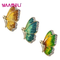 new fashion 925 sterling silver enamel butterfly stud earrings for women girls party gift pendientes brincos decoration jewelry