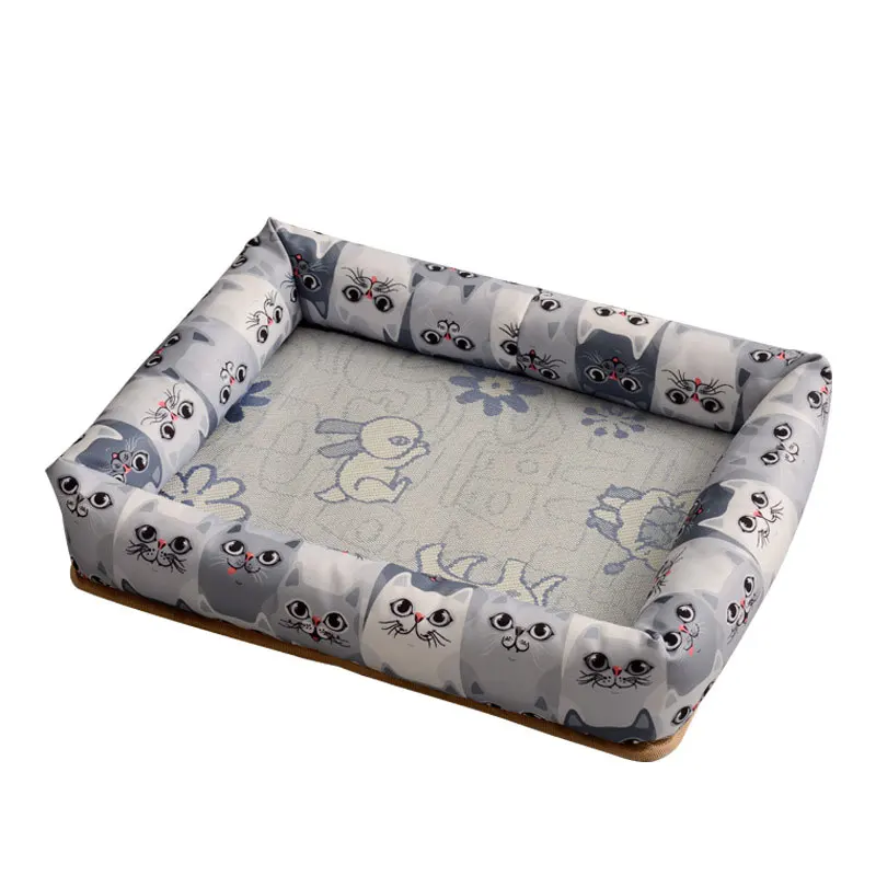 Охлаждающая шелковая кровать для собак моющаяся прямоугольная подстилка из