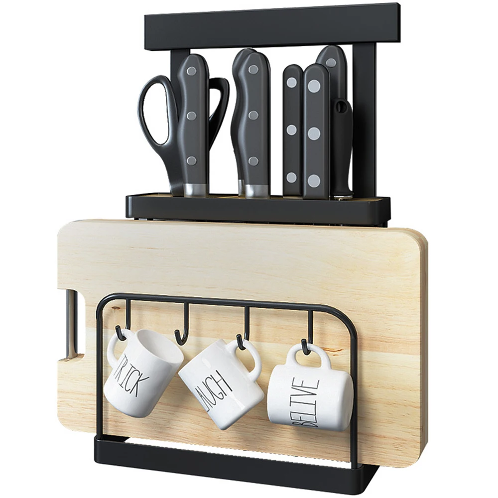 

Pot Rack - Cutting Board Storage Shelf Free Perforated Kitchen Accessory Stainless Steel Knife Holder Chopstick Box