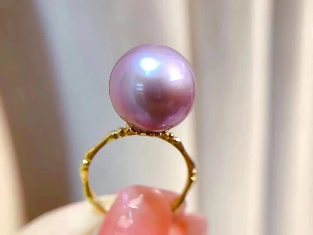 Женские кольца с натуральным жемчугом Эдисона D109 фиолетовые жемчужные