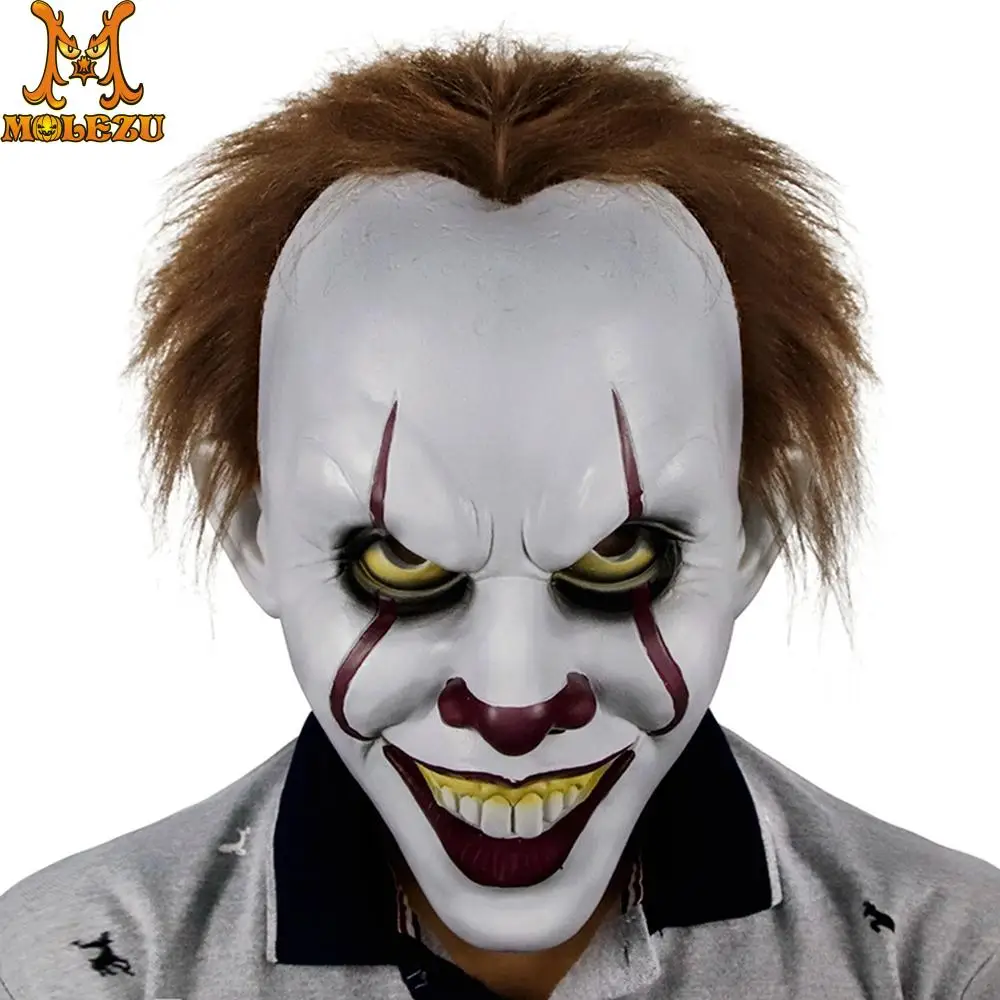 Molezu Стивена Кинга это маска Джокера ужас клоуна Латекс Хэллоуин страшная