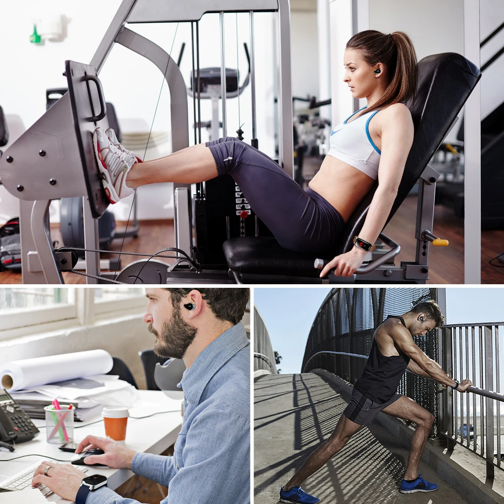 Смарт-часы бинауральные Bluetooth наушники фитнес-браслет пульсометр браслет