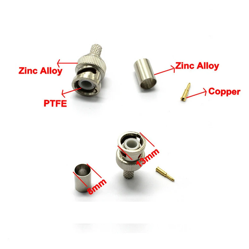 ANPWOO 10Pcs Crimp Type security system BNC Connector | Безопасность и защита