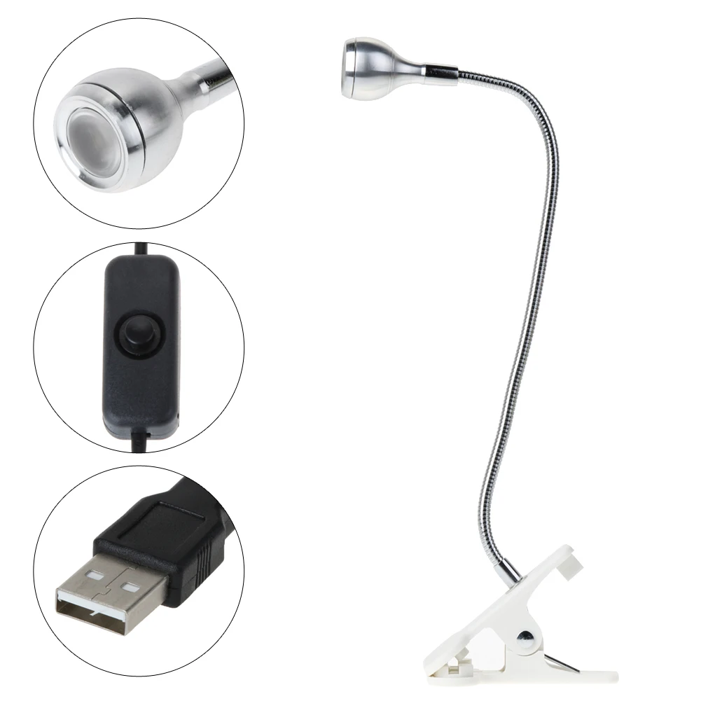 

USB Flexible Reading LED Light Clip-on Beside Bed Table Desk Lamp Book
