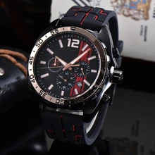 New Fashion Quartz Calendar Mens Watch Casual Waterproof Brand Luxury Watches for Men Rubber Strap Chronograph