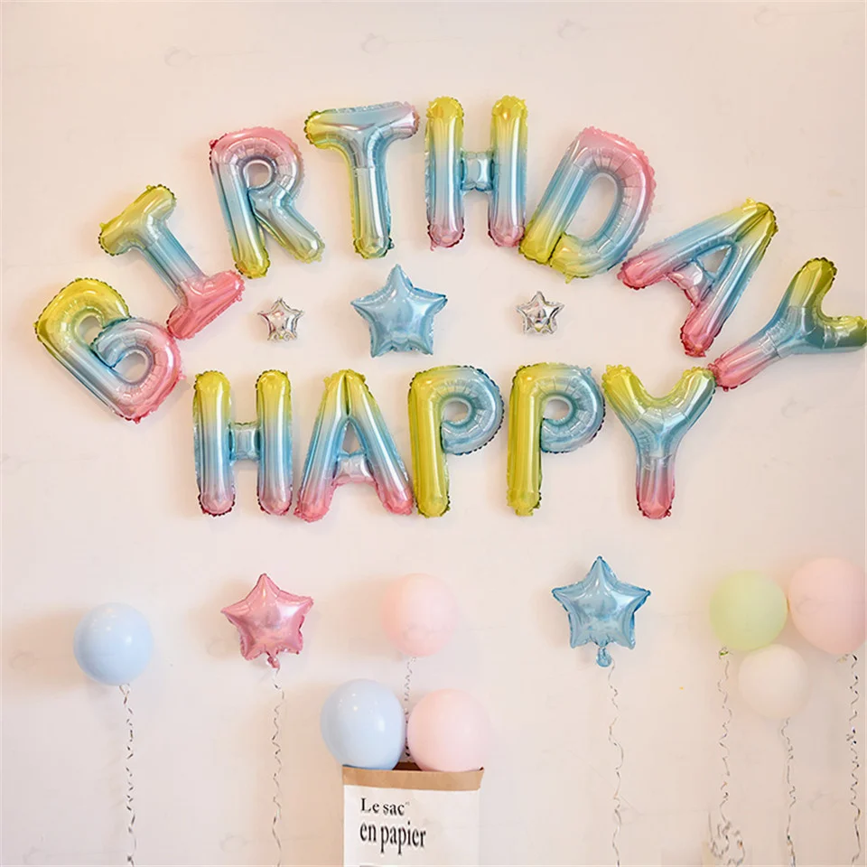 

Balloon 16Inch Birthday Decoration Globos Rose Gold Happy Birthday Foil Balloons Set Party Banner Kids Supplies Baby Shower