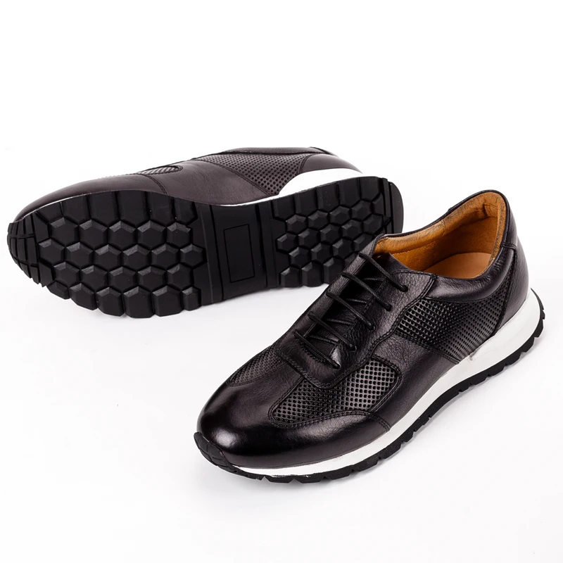 Кроссовки мужские летние из натуральной кожи дышащие с круглым носком удобная