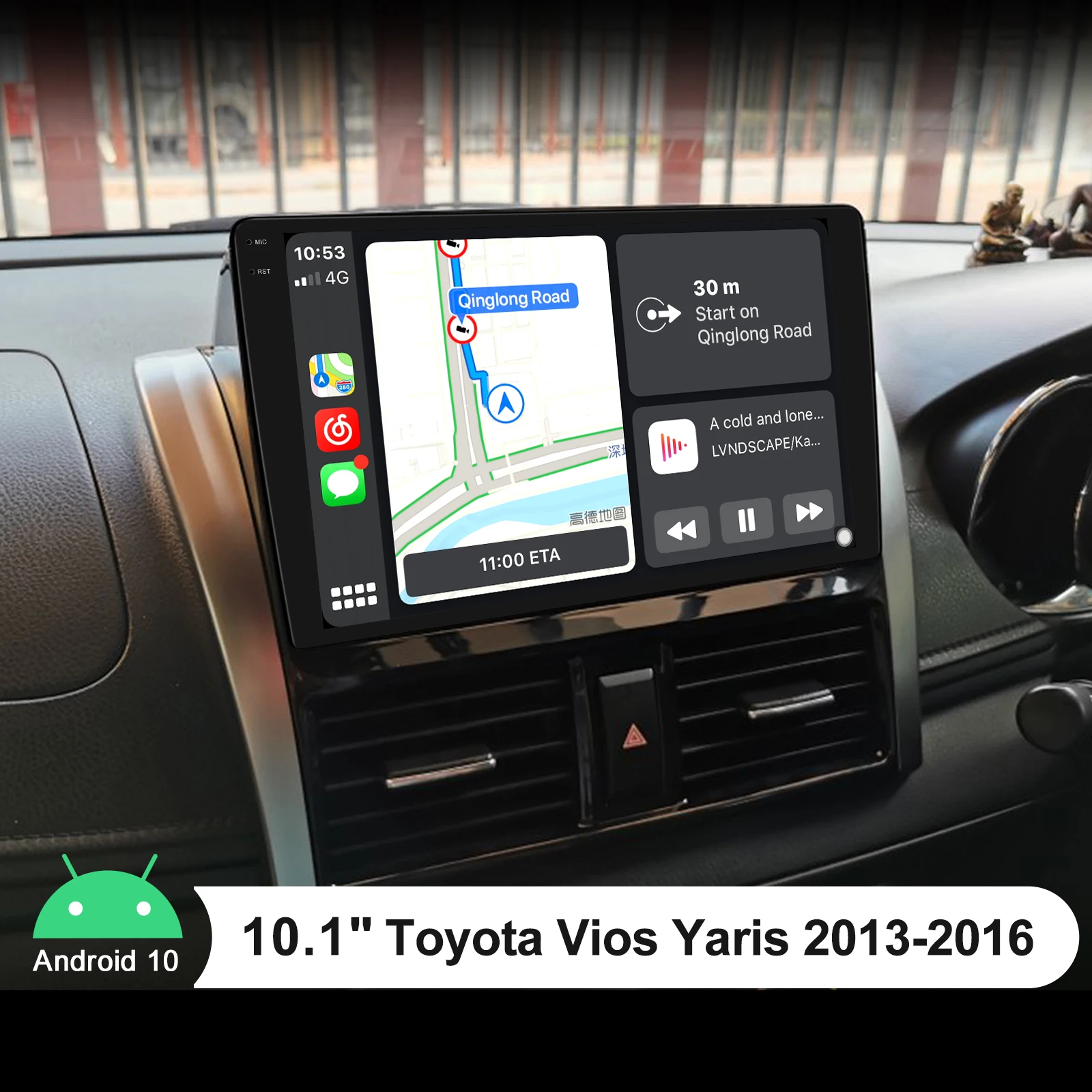 

Radio 1 Din 10.1 Inch IPS Screen Android 10 Car Radio Multimedia Video Player Auto Stereo GPS 4G For Toyota Vios Yaris 2013-2016