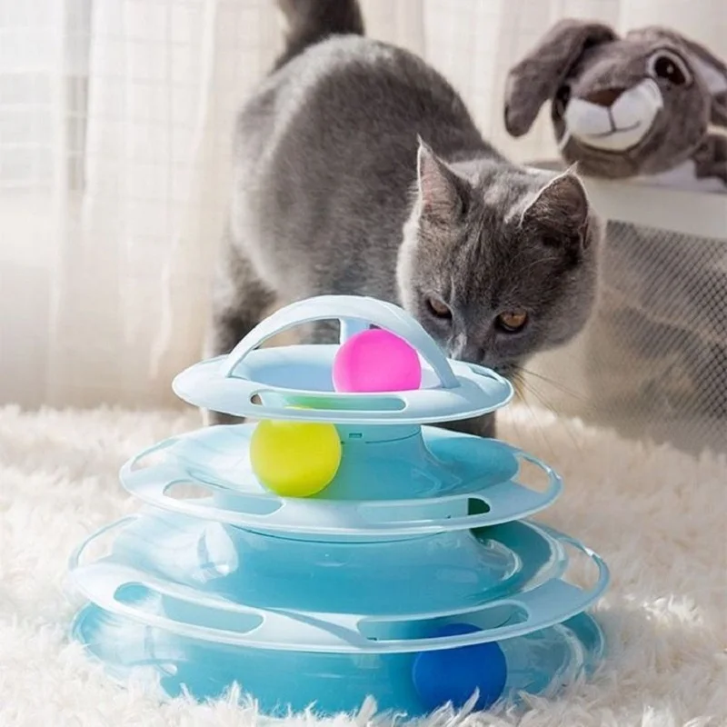 Cat Ball Toy Pets Interactive Toys 3/4-Layer Plastic Tower Tracks IQ Training Amusement Turntable Pet Supplies | Дом и сад