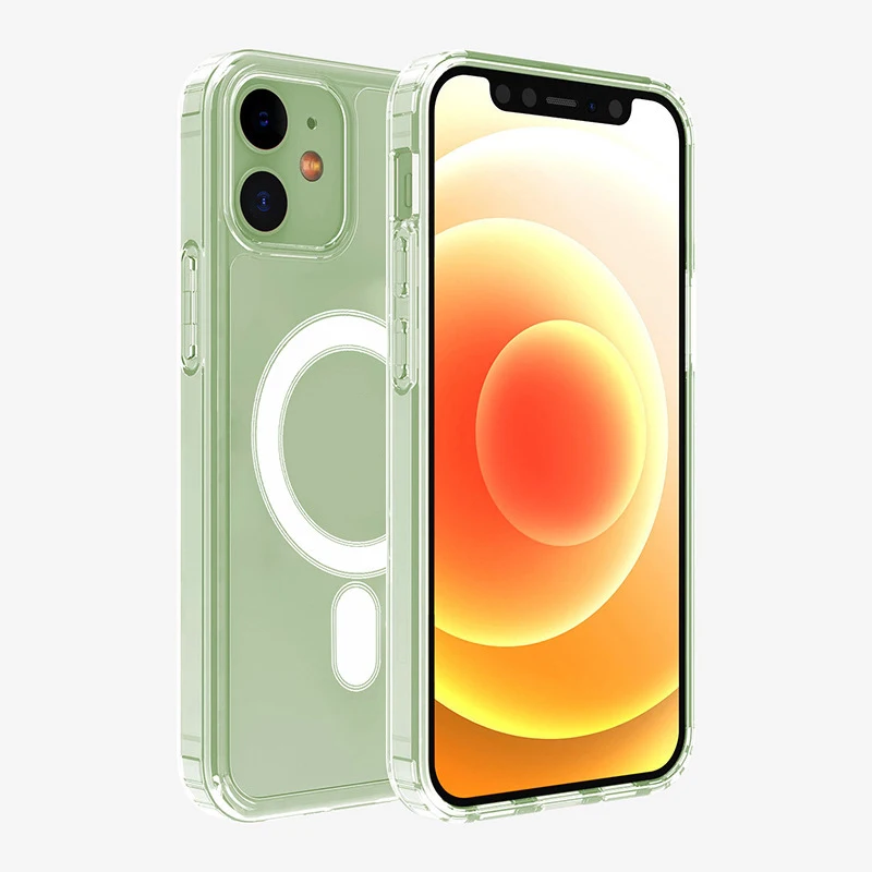 

Magnectic Case For iphone 11 Pro Max 12 Mini Transparent Case Magsafing Wireless Charging Shockproof Protection PC+TPU Cover