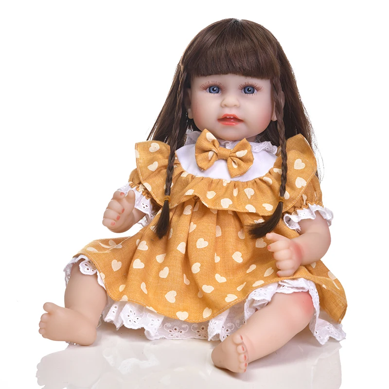 

JINGXIN Princes 45cm Reborn Bebe Doll Full Silicone Curl Hair Reborn Baby Dolls Smile Face Bath Play Toy Waterproof Gift for Kid