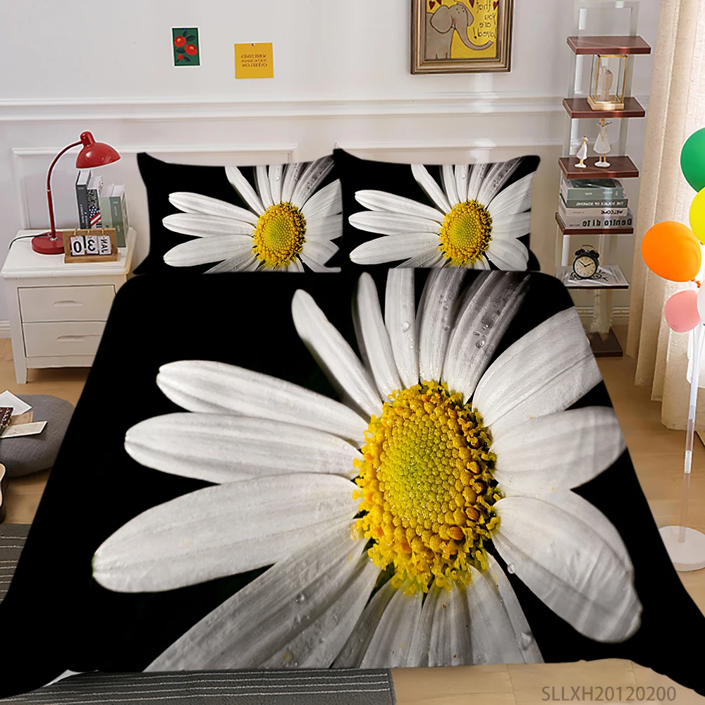

3D Luxury Bedding Set Flower Daisy Duvet Cover Set Pillowcase Home Textile Polyester Bedclothes Kids Adult Teen