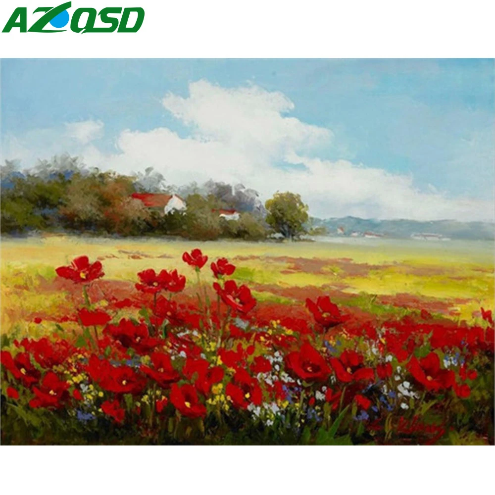 AZQSD Краски по номерам пейзаж живопись Сделай Сам Хо акриловые украшения дома