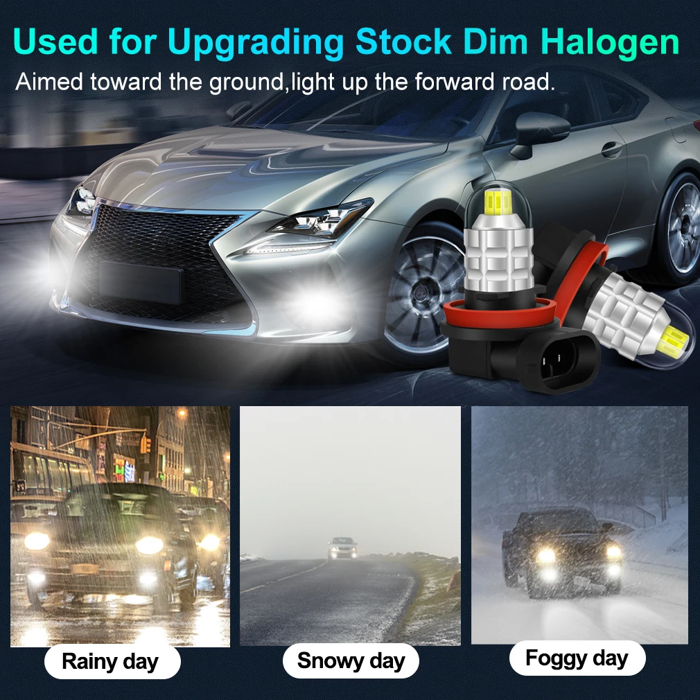 

2pcs 1800LM H8 H11 Led Bulb 8 Sides 3D CSP Car LED Headlight Bulbs 9006 HB4 9005 HB3 Bulb Fog Light Auto Headlamp 12v 6000K