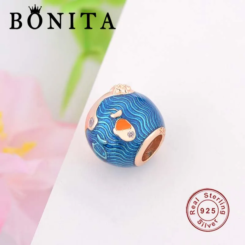 Браслет и ожерелье из серебра 925 пробы с подвеской в виде морских волн рыб|Бусины|