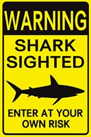 new tin sign warning shark sighted enter at your own risk with graphic dangerous aluminum metal sign