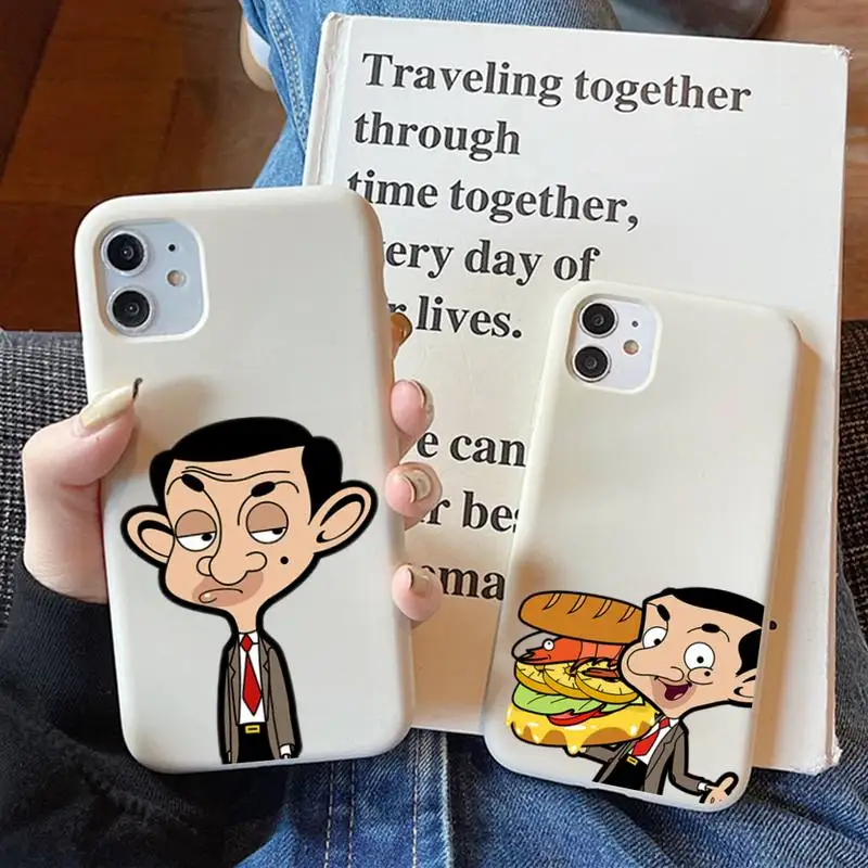 Чехол для телефона Mr.Bean с анимацией мягкий однотонный чехол iPhone 11 12 13 mini pro XS MAX 8 7 6