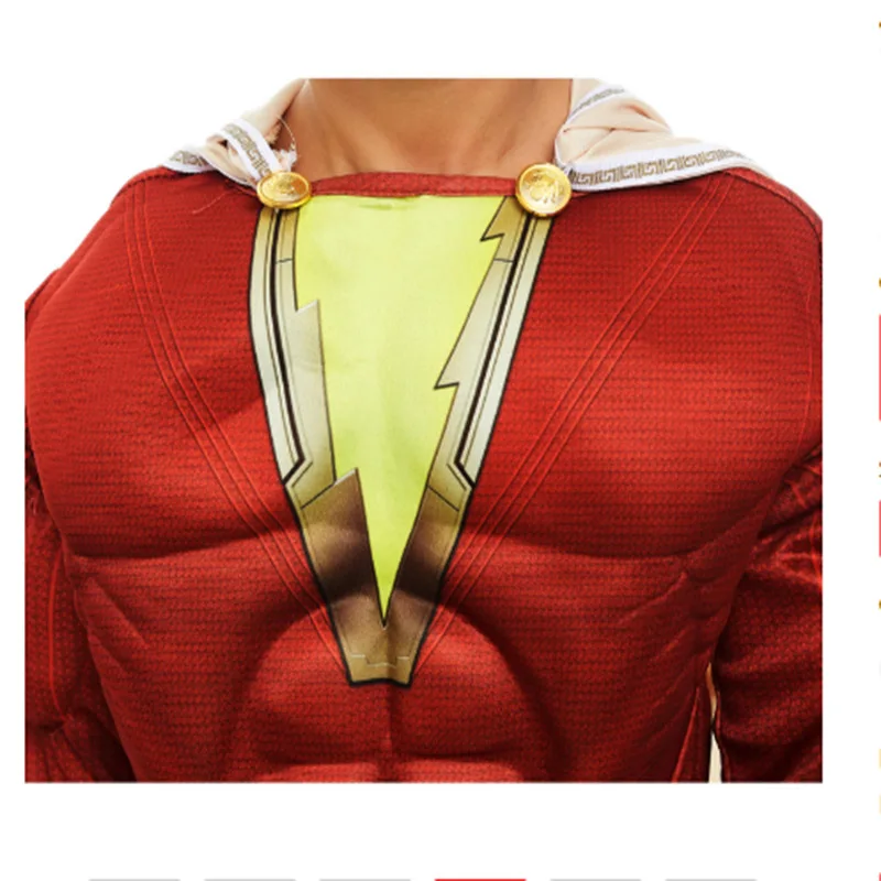 Новый детский костюм в стиле фильма Shazam комбинезон с плащом супергероя для