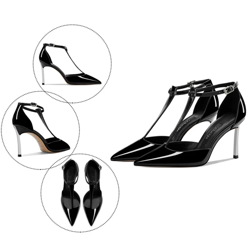 Женские туфли-лодочки из натуральной кожи на высоком каблуке 6 см 8 10