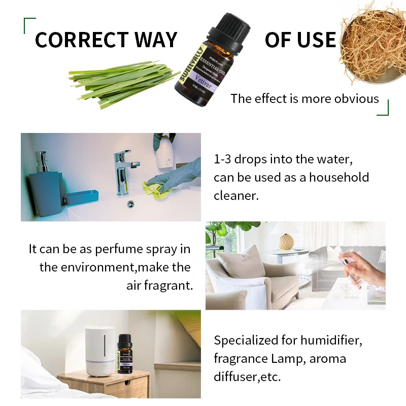 Эфирное масло Vetiver эфирное для снятия стресса ароматерапии диффузоры освежитель