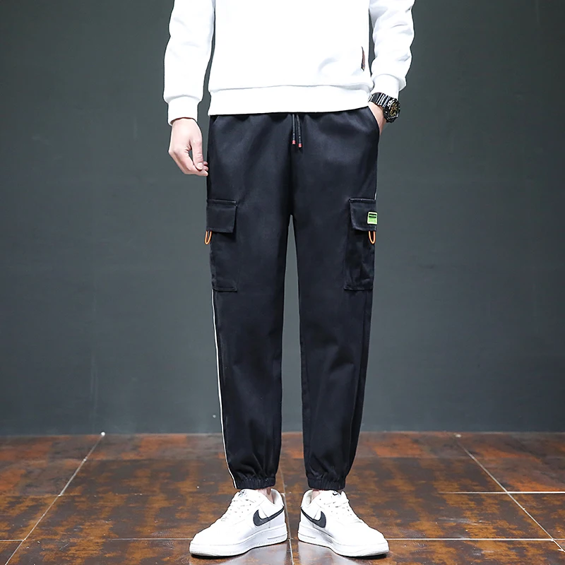 

Men's Cargo Pants Men 2021 Spring New Solid Joggers Trousers Street Wear Black Casual Fashion Sports Pants Trousers Pants Men