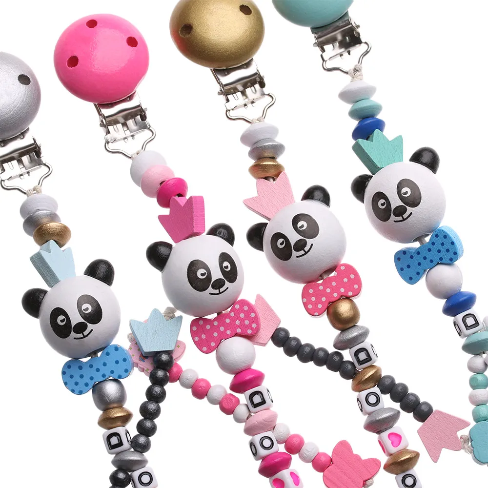 1PC New Multicolor Panda Silicone Baby Pacifier Clip Rainbow Chain For Teething Soother Chew Toy | Мать и ребенок