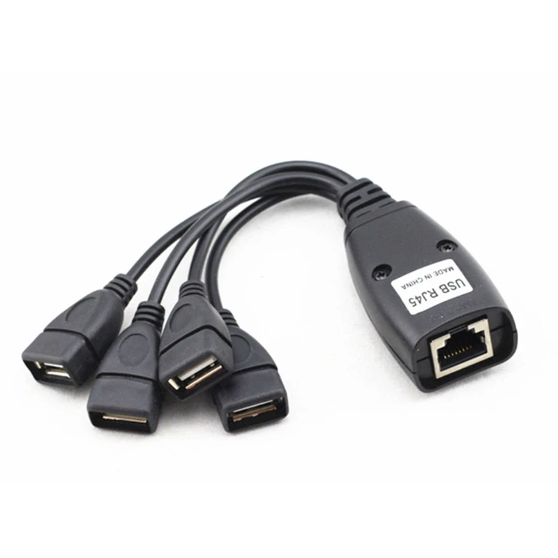 

Ethernet RJ45 to 4 USB 2.0 Adapter Extender Over 150ft Network Extension Cable