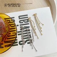 obear 14k real gold plating beautiful round pearl crystal tassel stud earrings women noble atmosphere birthday party jewelry