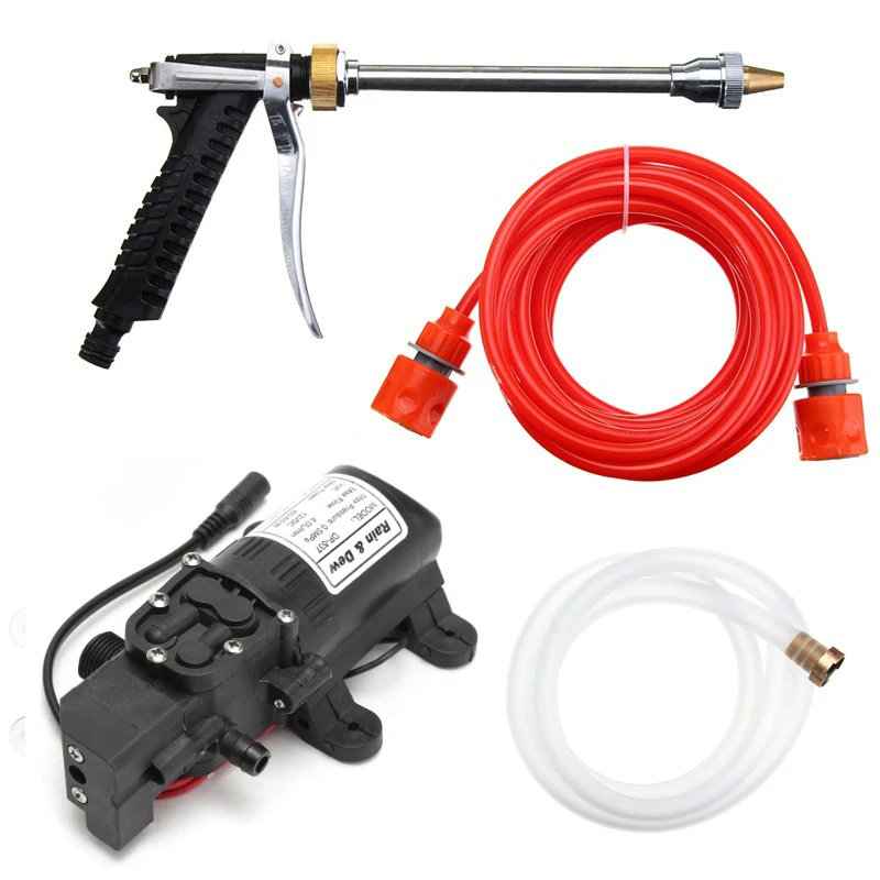 Купить Бытовая портативная мини мойка высокого давления DC 12 В 65 Вт с функциями очистка автомобиля, водная мойка, распылитель, набор инструментов, м...