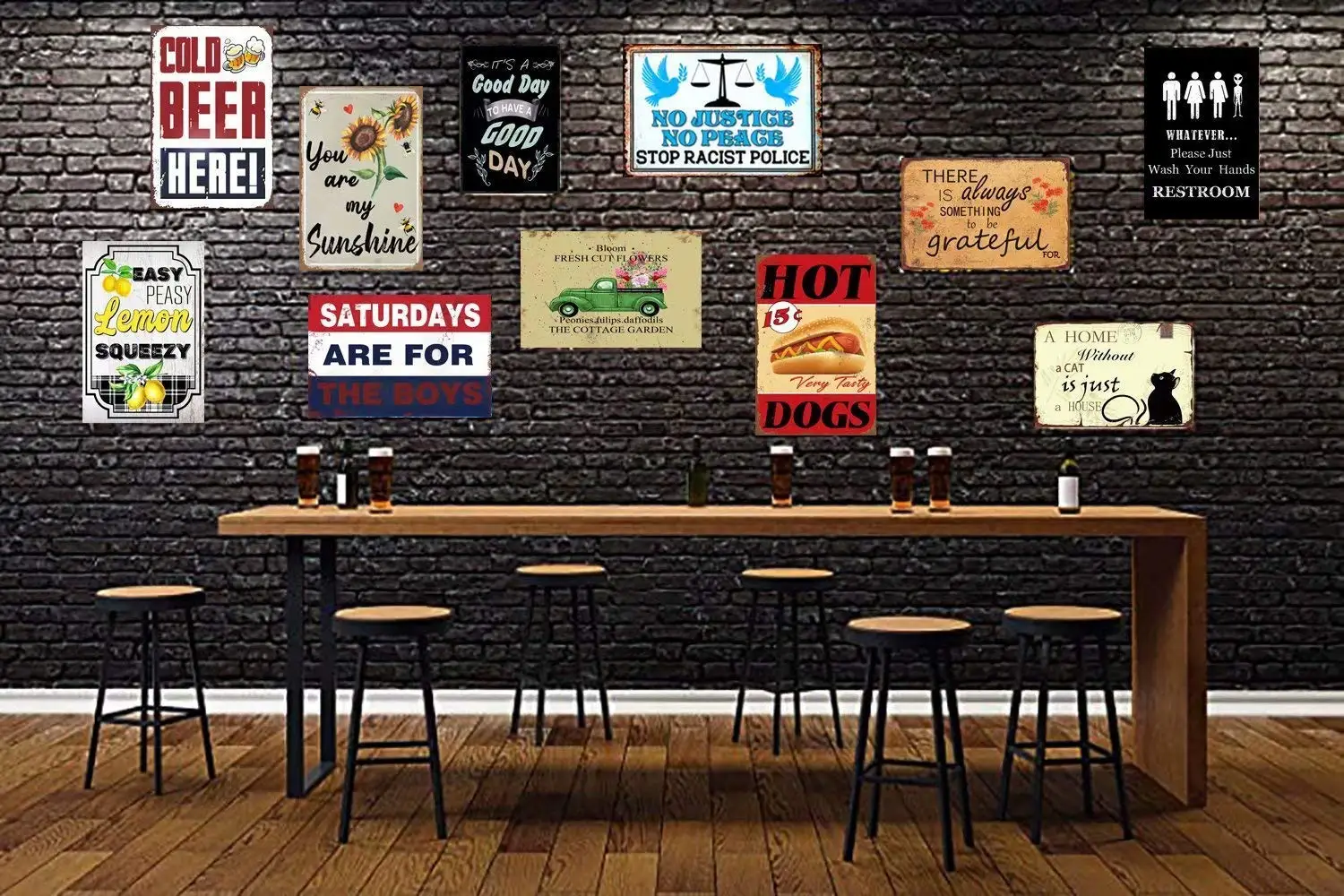 Ретро винтажный металлический знак грузовик с цветами свежие резные цветы