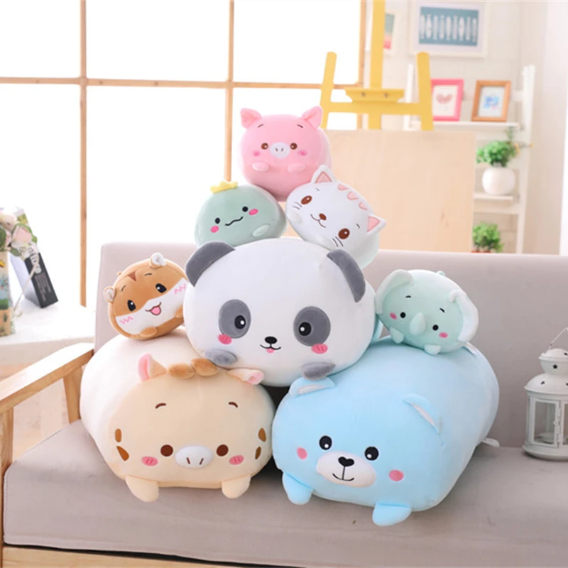 

20/60cm Animal Kawaii Dinosaur Pig Cat Bear Plush Toy Soft Panda Hamster Elephant Deer Stuffed Doll Baby Pillow Birthday Gift