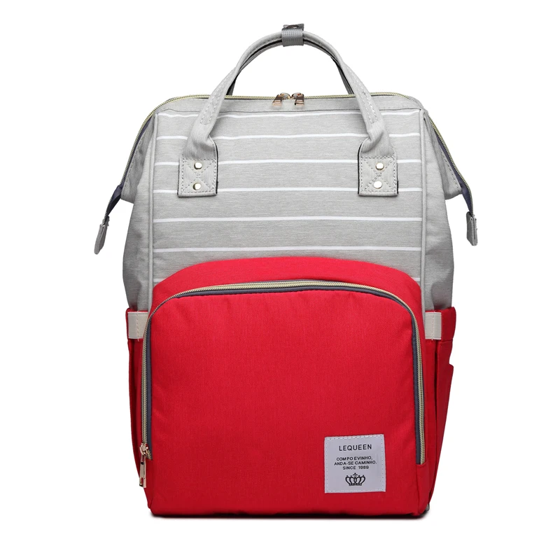 Lequeen-Bolsa de pa&ntilde;ales a rayas, bolsa de lactancia, mochila colorida para pa&ntilde;ales de beb&eacute;, env&iacute;o directo-4