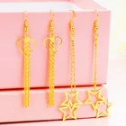 Серьги с натуральным золотом 24 К, серьги пентаграмма серьги с ниспадающими кисточками для женщин, свадебные украшения, бижутерия, индийская бижутерия