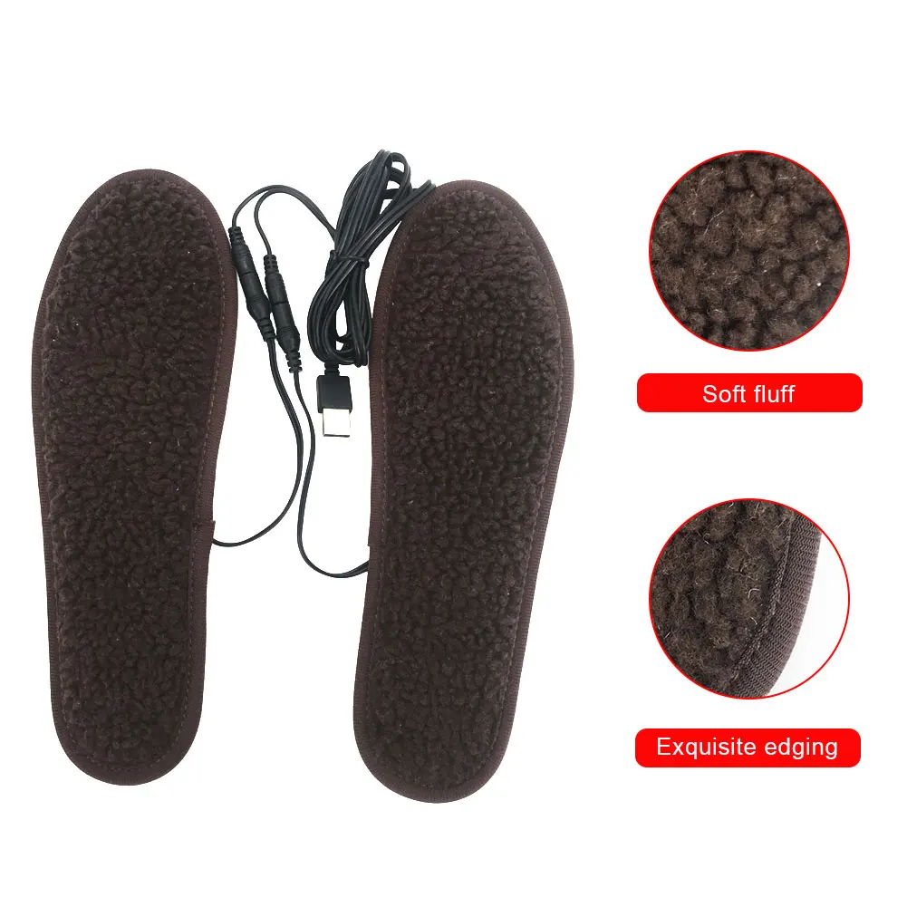 

USB Heating Insole Lamb Wool Winter Electric Foot Warmer Can Be Washed Electric Heating Insoles For Winter Outdoor Ski Hunting